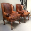 brown leather club chairs|club chairs|leather club chairs| leather armchairs|vintage leather chairs|napoleonrockefeller|wimbledon
