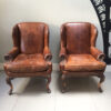 club chairs|brown leather club chairs|leather armchairs|gentlemans study| brown leather chairs|Napoleonrockefeller.com|WImbledon|antiques|vintage decor|interiors
