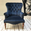 Handcrafted seating | blue velvet armchair | velvet chair for sale| armchairs for sale | chaise longue | bespoke chaise|bespoke seating|bespoke chairs|upholstered |Victorian style | home decor London| Interiors London | bespoke furniture | handcrafted sofa | Wimbledon decor | Wimbledon interiors | Napoleonrockefeller.com