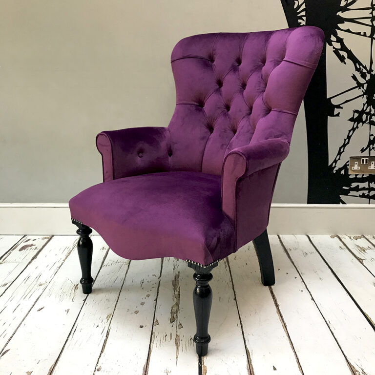 Elizabeth Purple Velvet Lounge Chair NapoleonRockefeller Vintage