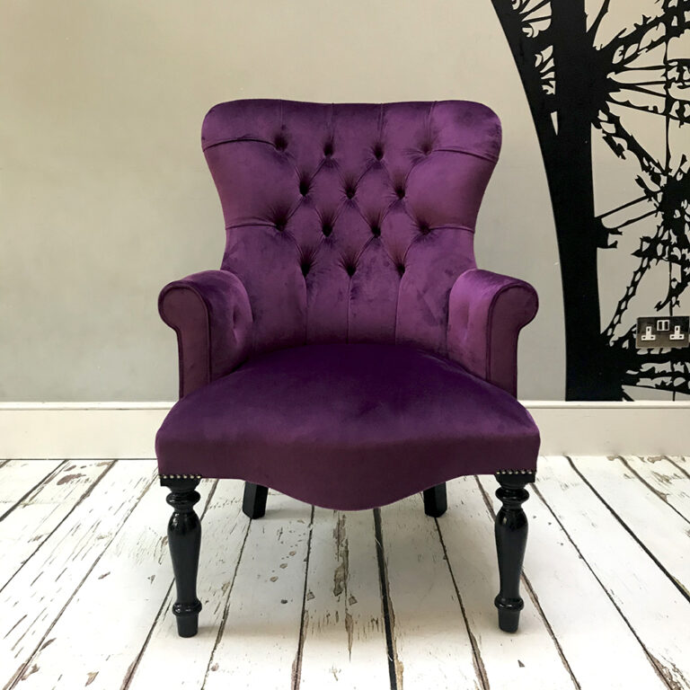 Elizabeth Purple Velvet Lounge Chair NapoleonRockefeller Vintage