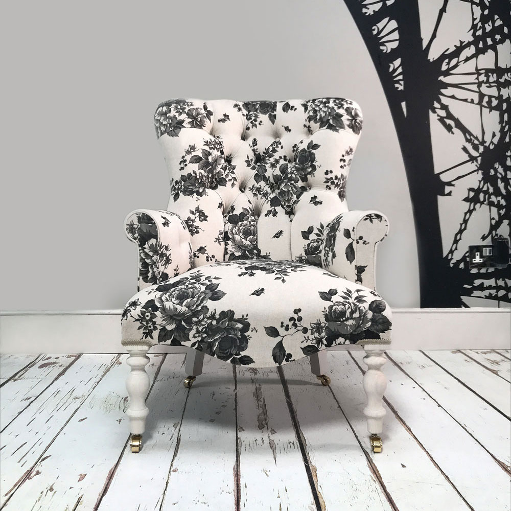 Roses|Floral|Armchair|Handcrafted|Seating|Chair|Bespoke|Lounge chair|Interiors|Interior style|Bedroom chair|Living room|Boudoir|Home decor|London